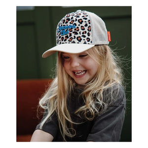 Hello Hossy - Trucker Leopard Curved Brim Hat Recycled Fibers | Cream