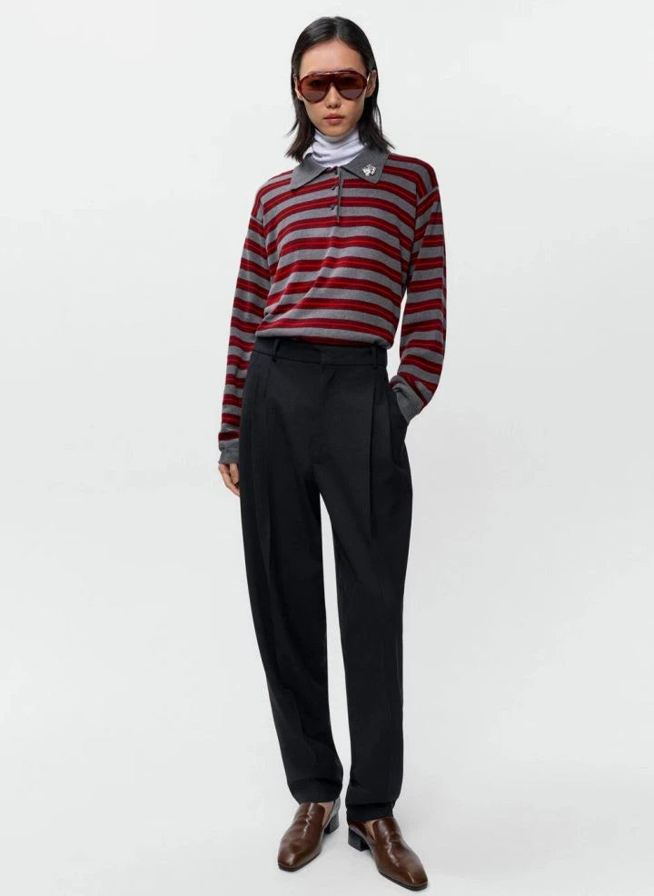 Cordera - Striped organic cotton polo t-shirt | Gray