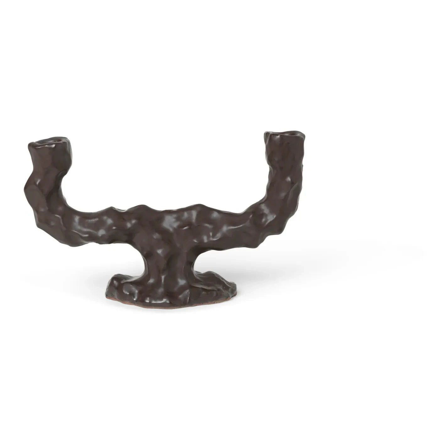 Ferm Living - Dito Stoneware Çift Mumluk | Kahverengi