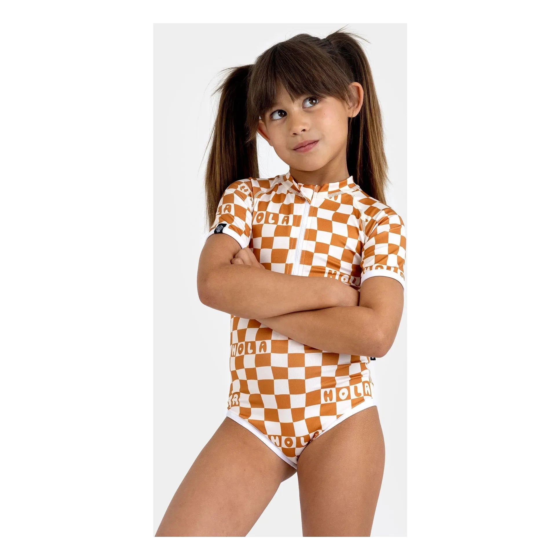 Beach & Bandits - Checked Hola Recycled Fiber UV Protected Swimsuit | Cream