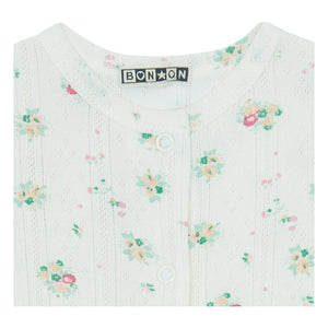 Bonton - Pointelle Nuité Bouquets Pajamas | White