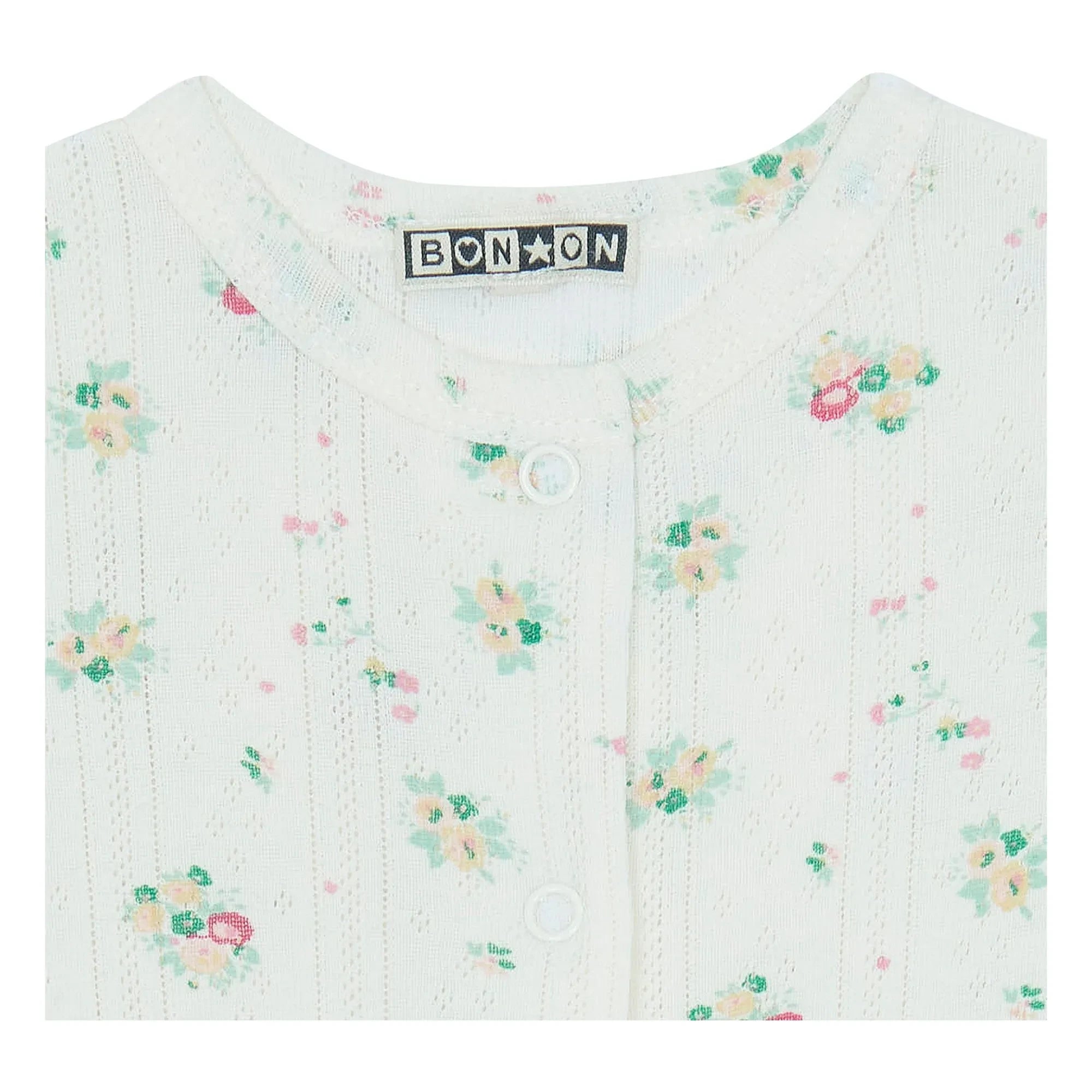 Bonton - Pointelle Nuité Bouquets Pajamas | White