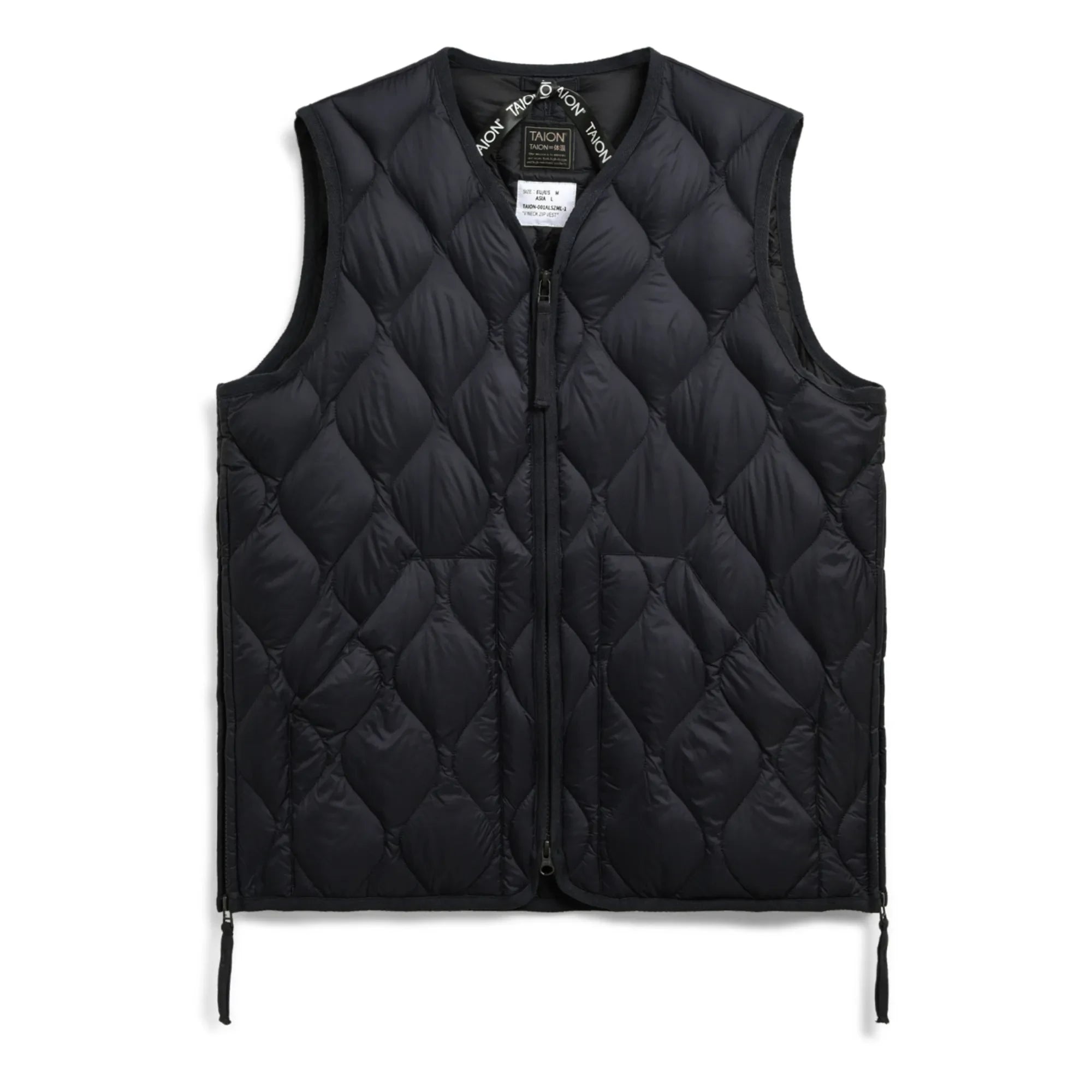 Taion - Military Unisex Nylon Sleeveless Zip-up Vest | Black