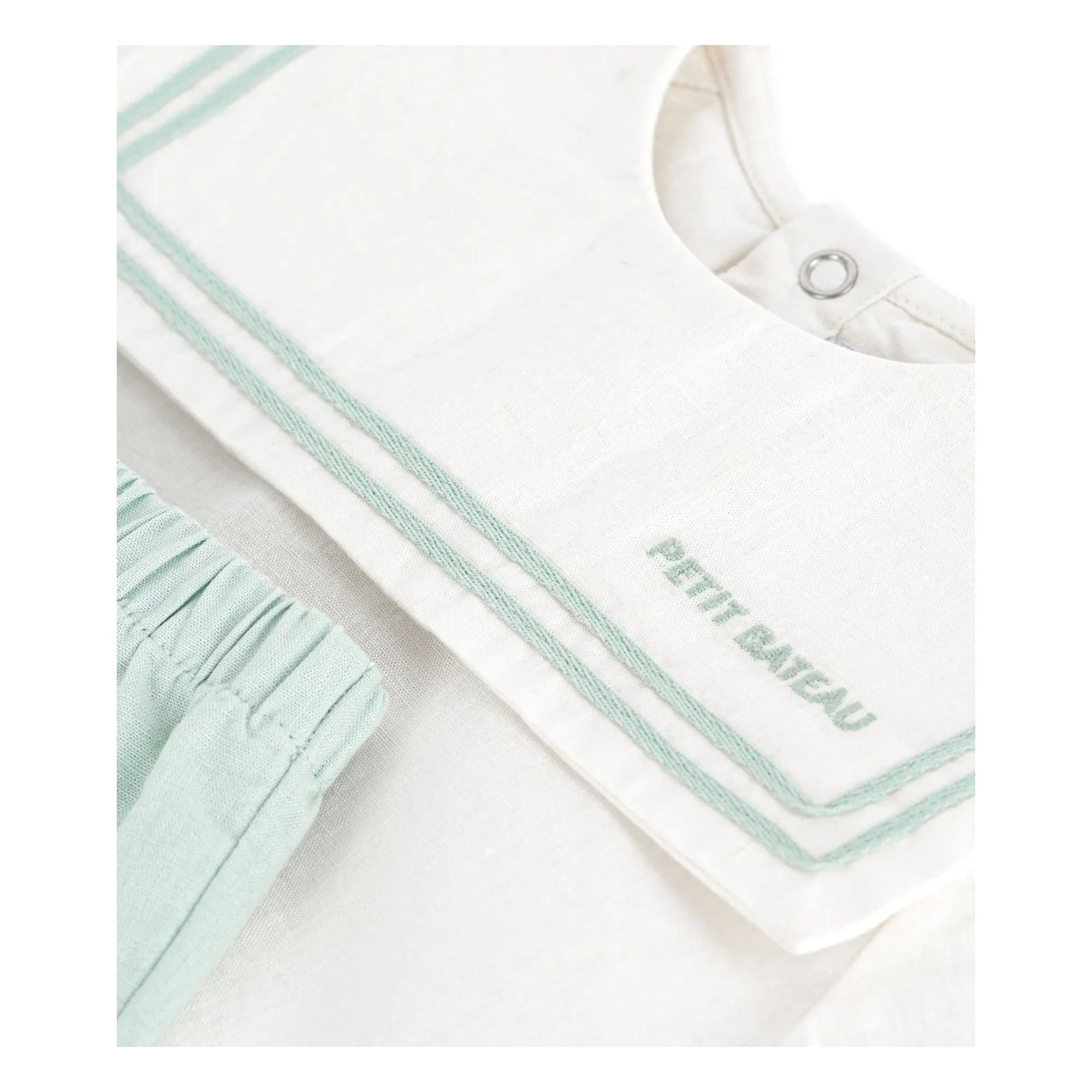 Petit Bateau - Navy Collar Top and Linen Shorts Set | Sage