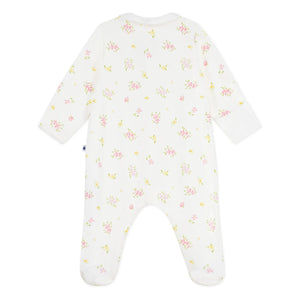 Petit Bateau - Pyjamas Dors Bien Çiçekli Organik Pamuk | Beyaz
