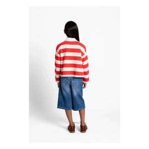 Smallable Kid - Peony Striped Organic Cotton T-Shirt | Red