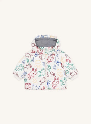 Petit Bateau - Ecru Baby Animal Print Down Jacket