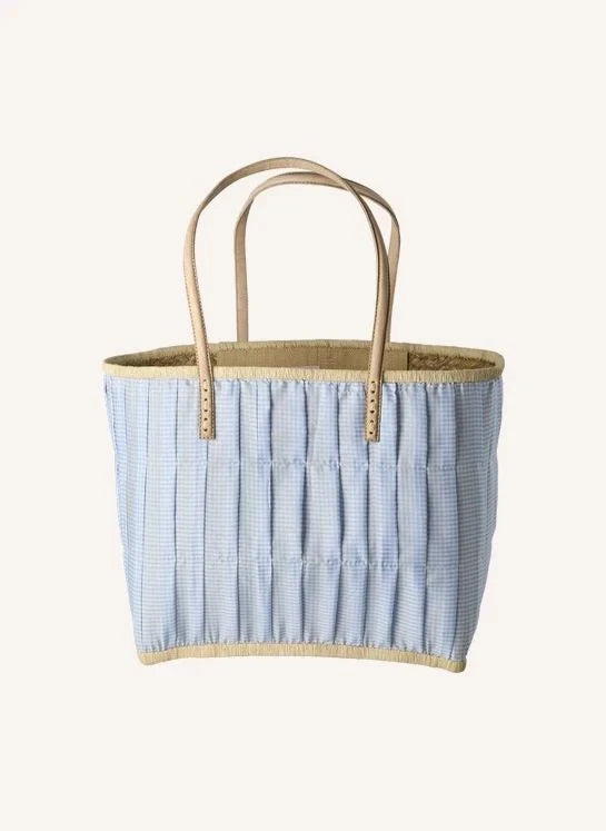 Rice - Vichy Storage Basket | Light Blue
