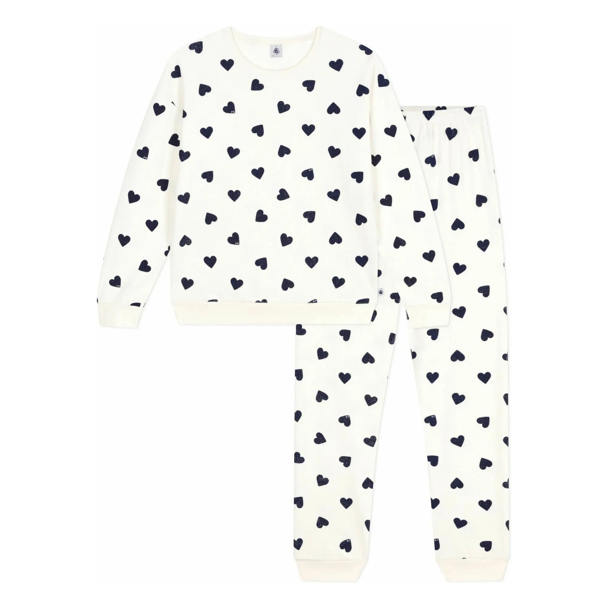 Petit Bateau - Sponge Heart Pajamas | Ecru