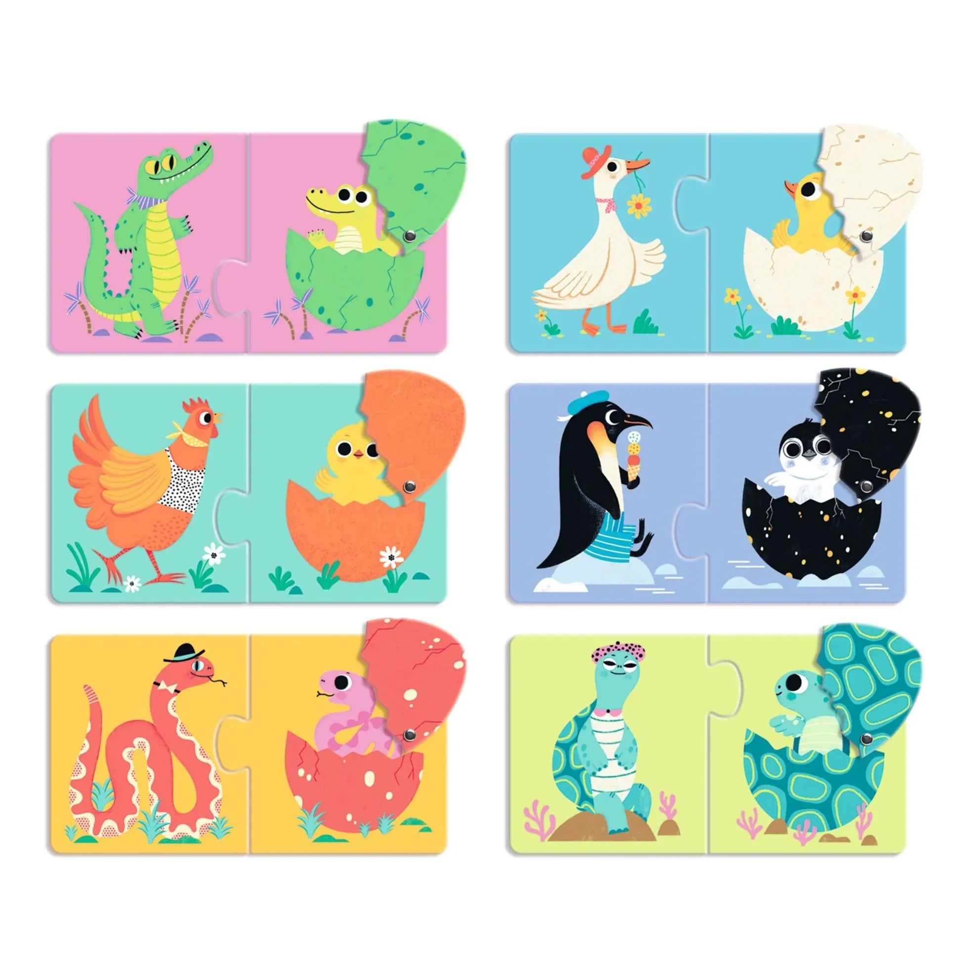 Djeco - Funny Eggs Double- and Triple-Puzzles
