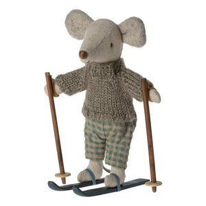 Maileg - Large male mouse with skis