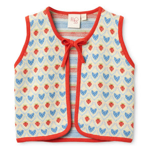 Flöss - Léa Cœurs Sleeveless Cardigan | Red