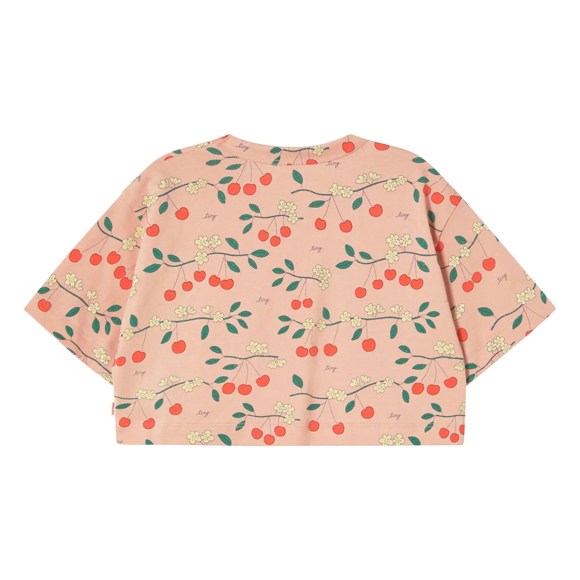 Tinycottons - Crop Kirazlar Organik Pamuk Tişört | Pembe