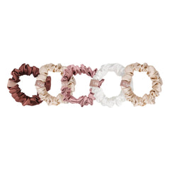 Emily's Pillow - Silk Hair Ties - Set of 5 | Pink