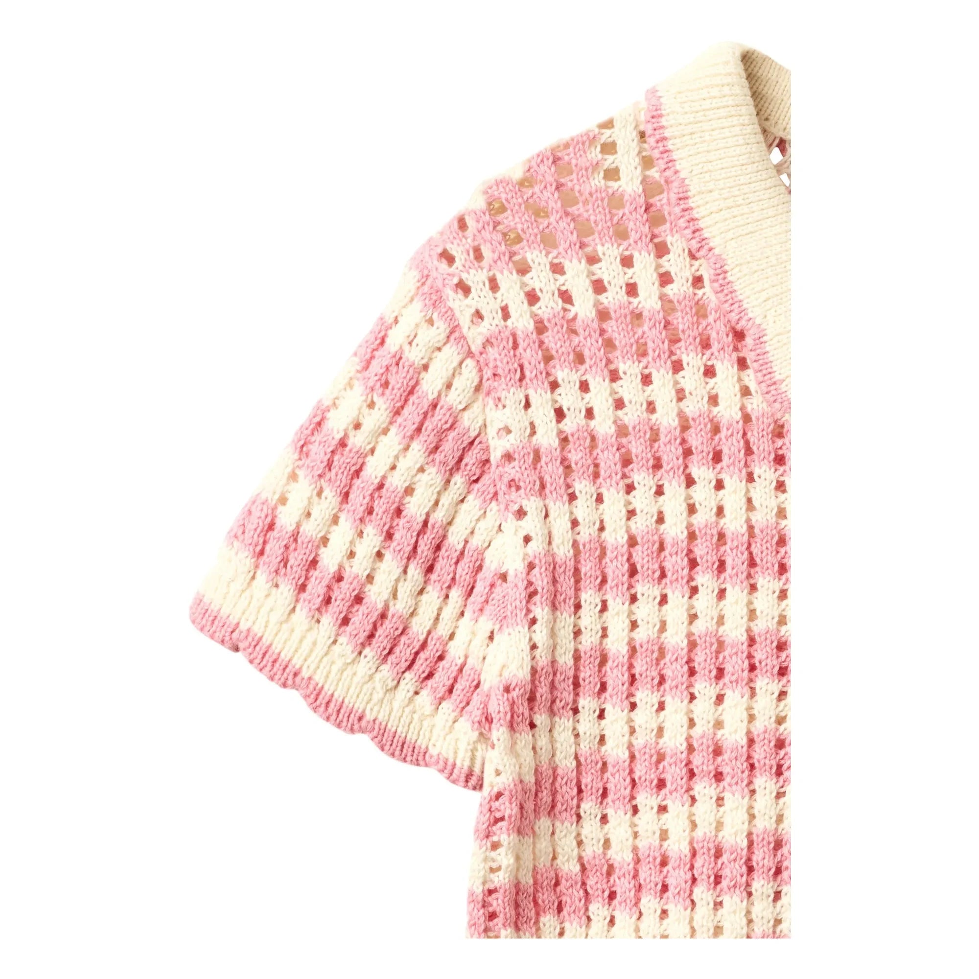 Copenhagen Colors - Organic Cotton Crochet Short Sleeve Cardigan | Ecru