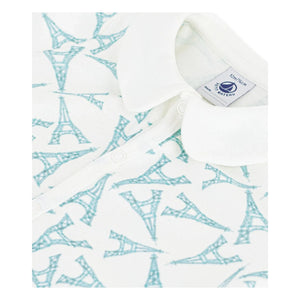 Petit Bateau - Eiffel Tower Organic Cotton Sleepsuit Pajamas | White