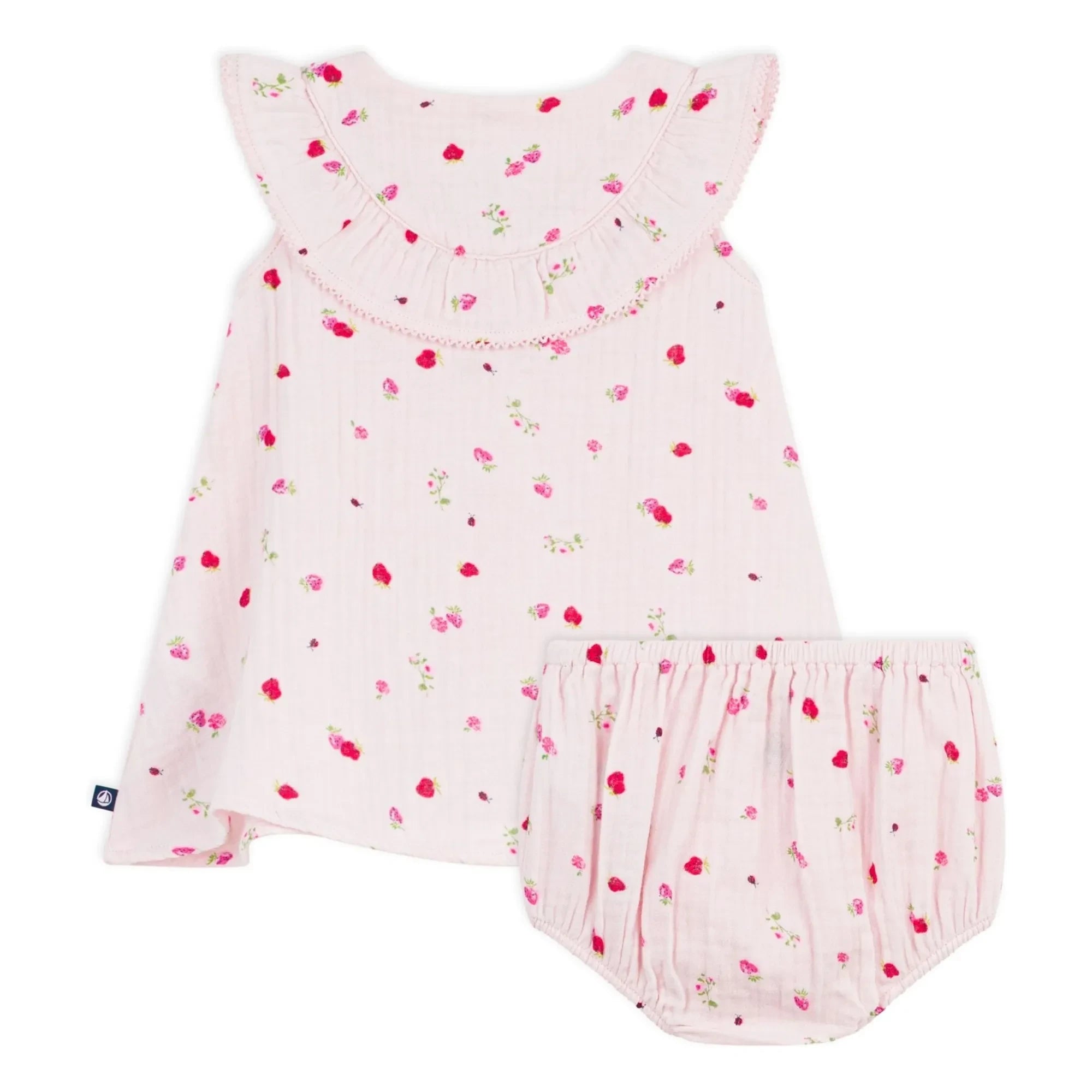 Petit Bateau - Organic cotton gauze floral dress and bloomer set | Pink