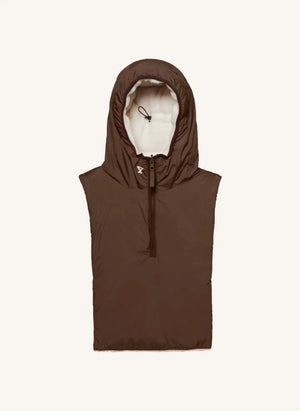 Fudoon - Çift Taraflı Sherpa Kapüşonlu Şişme Ceket | Çikolata