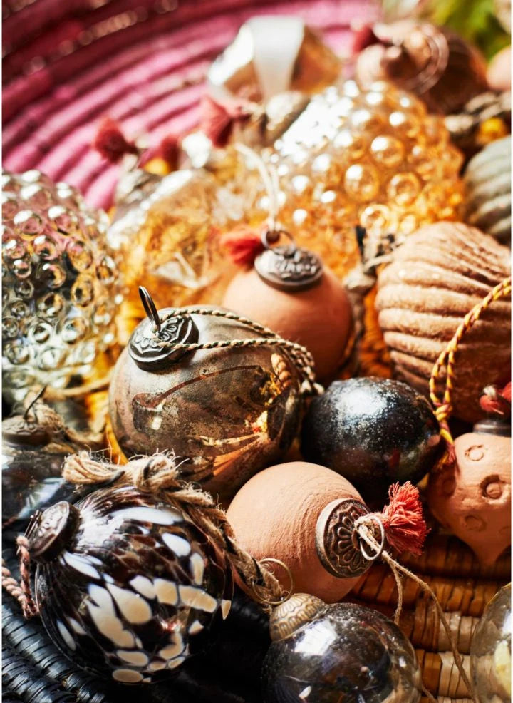 Madam Stoltz - Terracotta Christmas Ornaments - Set of 2