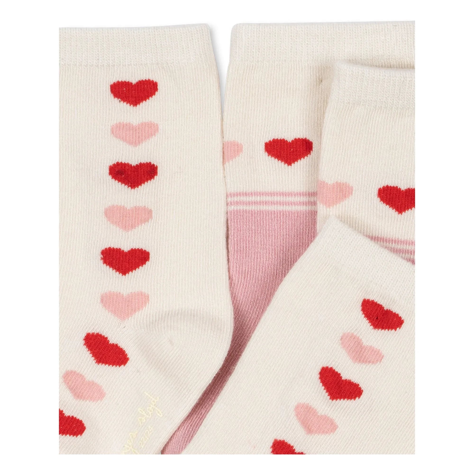 Konges Sløjd - 2 Pairs Jacquard Heart Socks Set | Ecru
