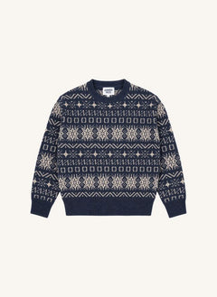 Hundred Pieces - Mika Jacquard Merino Wool Sweater | Grey Blue