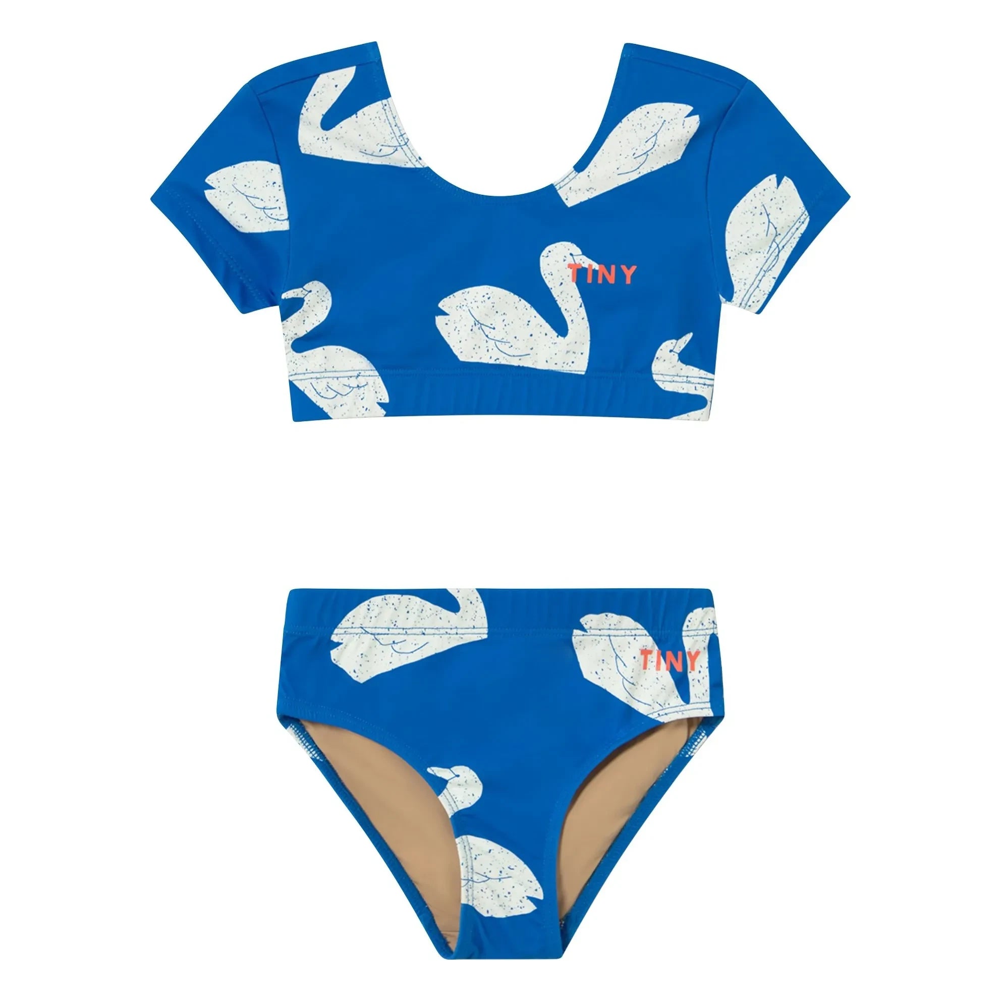 Tinycottons - Short Sleeve Swimsuit Swans | Blue