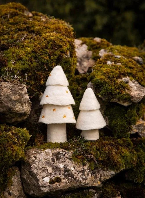 Muskhane - Felt Christmas Trees - Set of 2 | Ecru