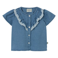 Cozmo - Blue Ruffled Denim Blouse Malva