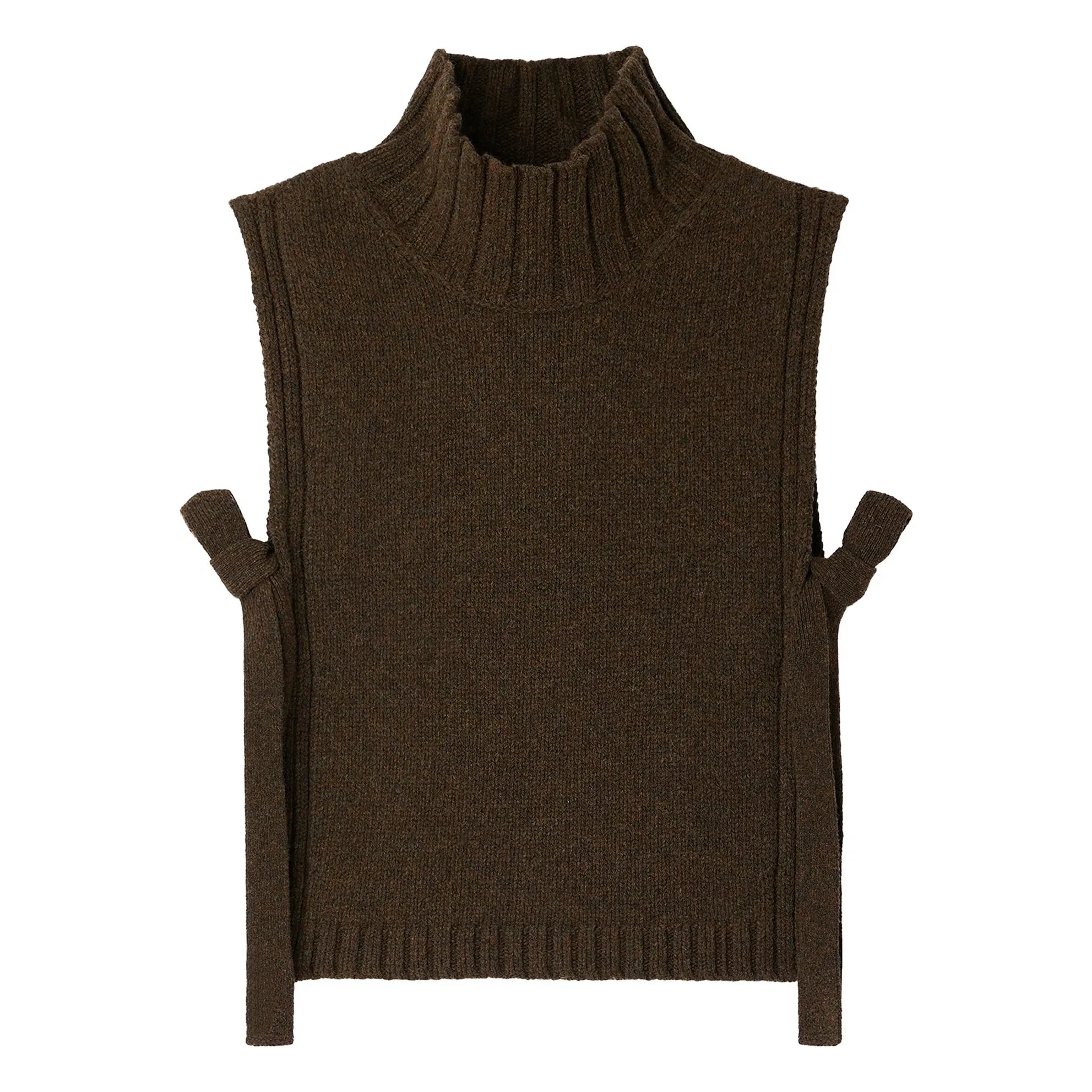 Soeur - Gold Virgin Wool Sleeveless Sweater | Marled Khaki
