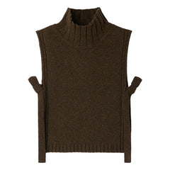 Soeur - Gold Virgin Wool Sleeveless Sweater | Marled Khaki