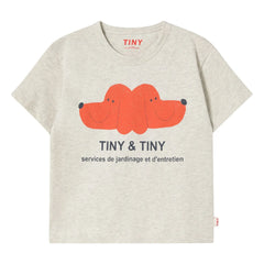 Tinycottons - Tiny & Tiny Dogs Organic Cotton T-Shirt | Heather Beige