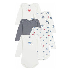Petit Bateau - 5 Kalp Organik Pamuklu Tulum | Beyaz