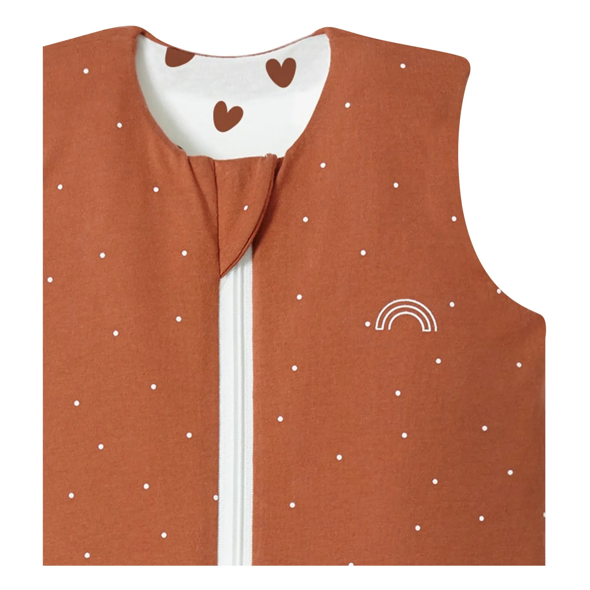 Les Petites Billes - Reversible Heart Multi-Season Sleeping Bag | Terracotta