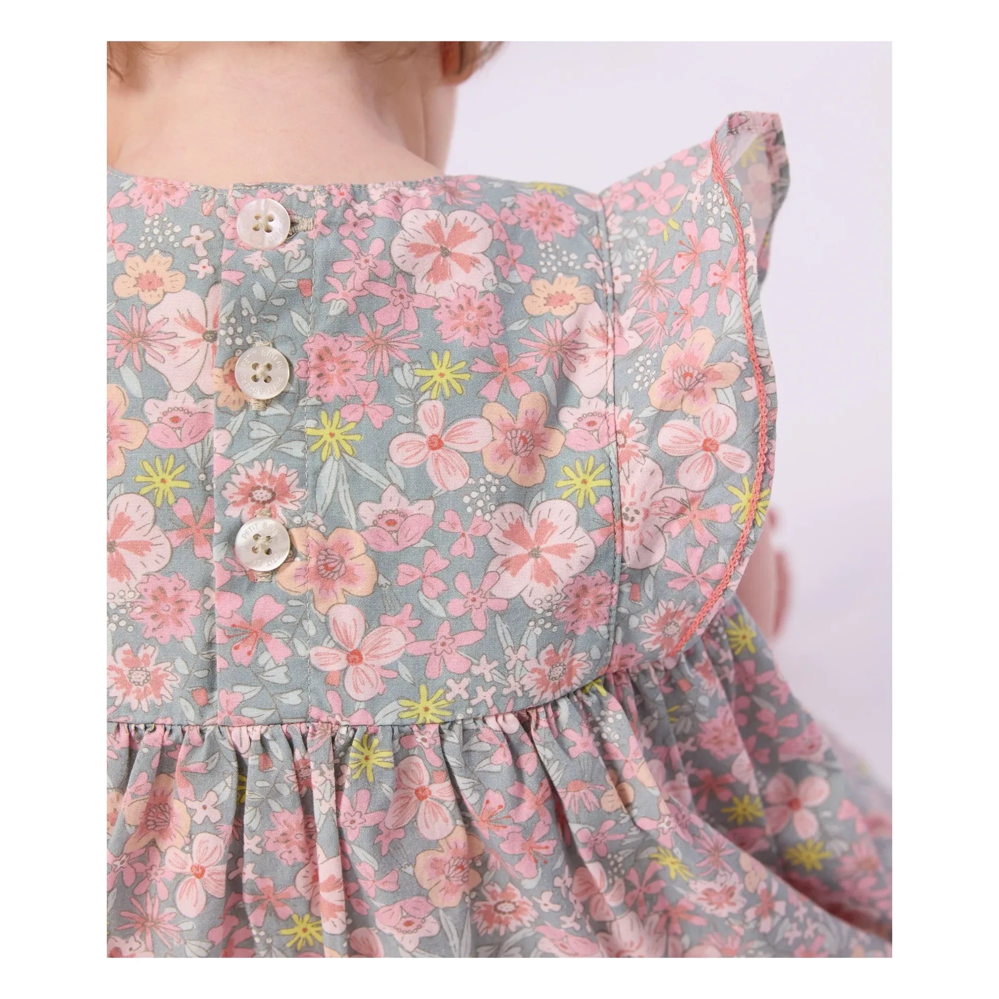 Petit Bateau - Organic cotton floral print dress and bloomer set | Grey Blue