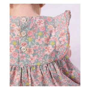 Petit Bateau - Organic cotton floral print dress and bloomer set | Grey Blue