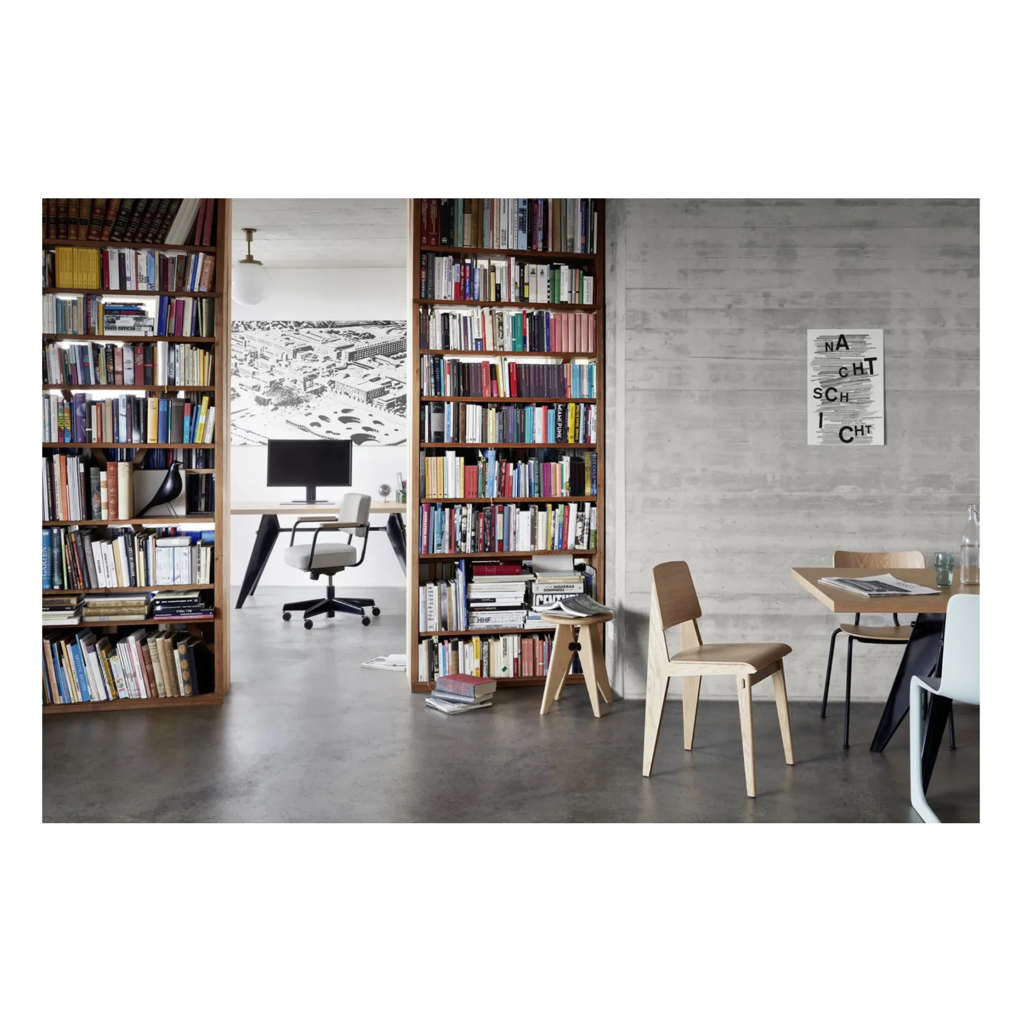 Vitra - Executive Swivel Office Chair, Black Base - Jean Prouvé | Ivory Gray