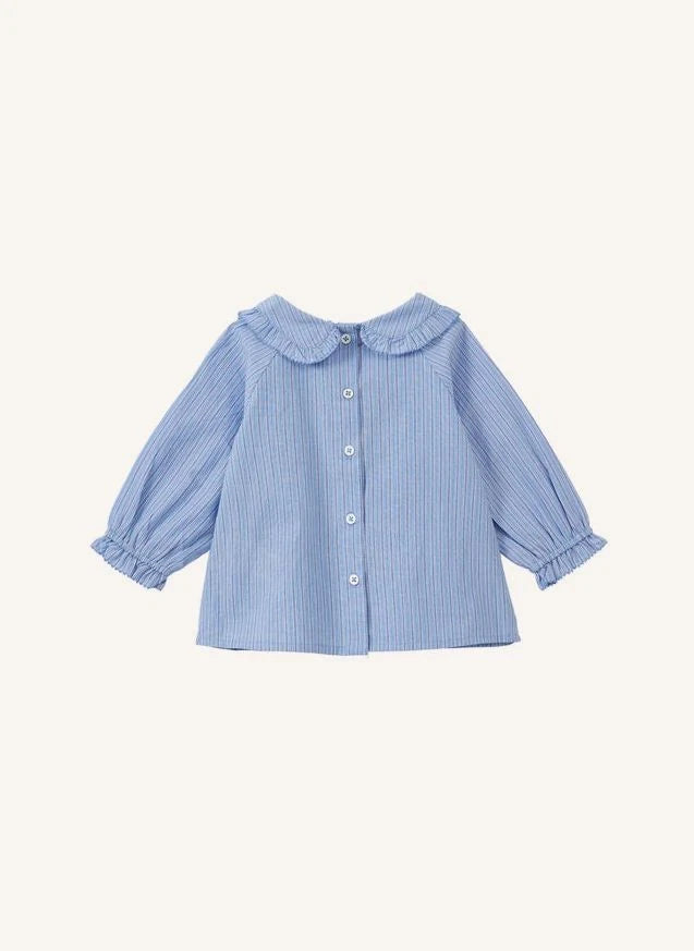 Caramel - Harper Striped Poplin Blouse | Blue