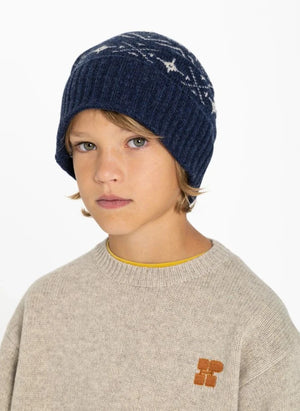 Hundred Pieces - Timber Jacquard Merino Wool Beanie | Navy