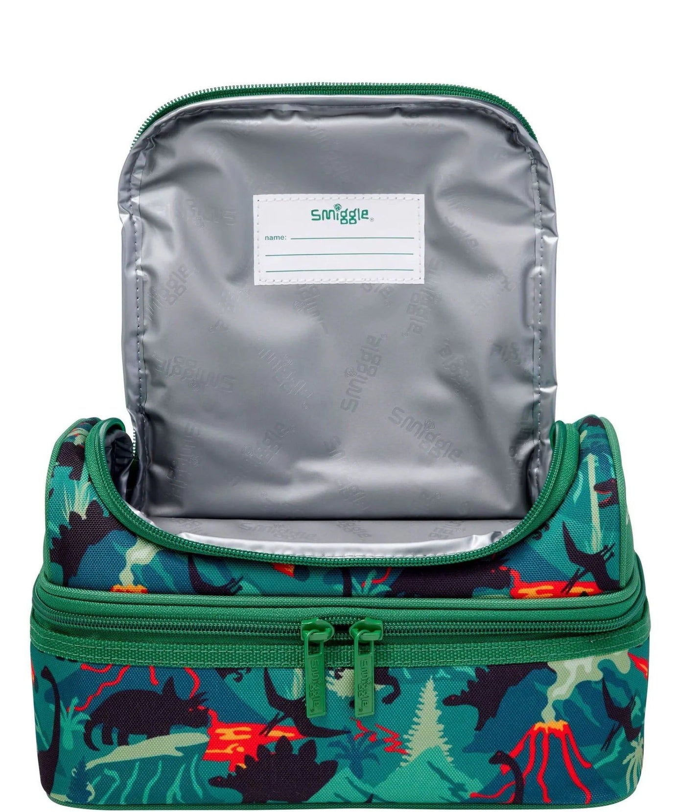 Smiggle - Vivid Çift Katlı Askılı Beslenme Çantası-Dinossi