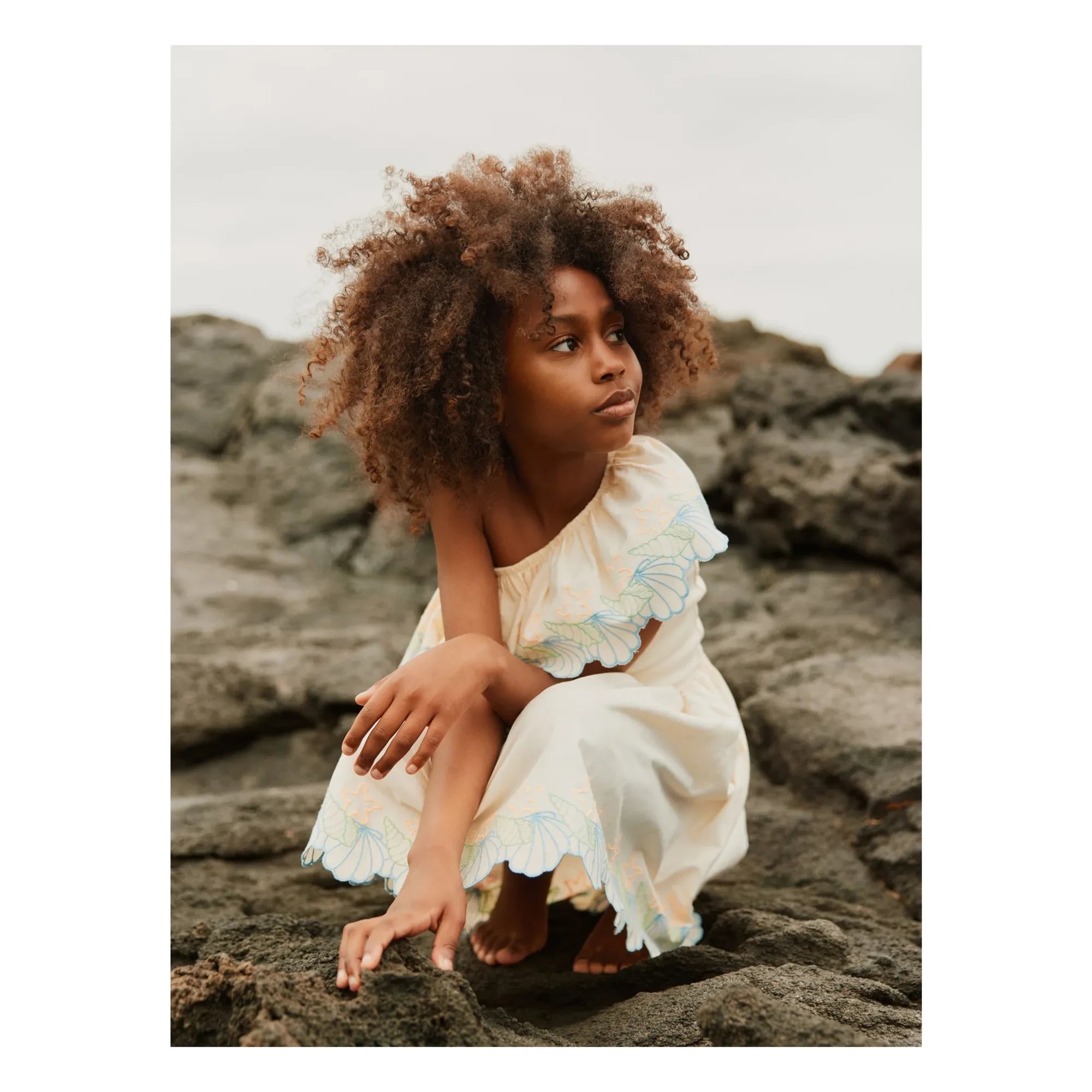 Molo - Cato Organic Cotton Asymmetrical Flounce Dress | Ivory