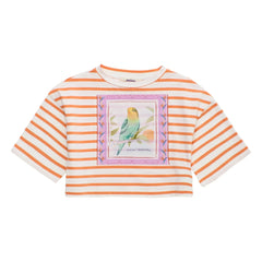 Maison Mangostan - Striped Crop T-Shirt | Orange