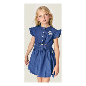Mipounet - Amélie Knotted Cotton Denim Dress BCI | Blue