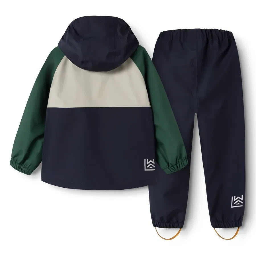 Liewood - Pedia Color-Blocked Recycled Fiber Rain Set | Dark green
