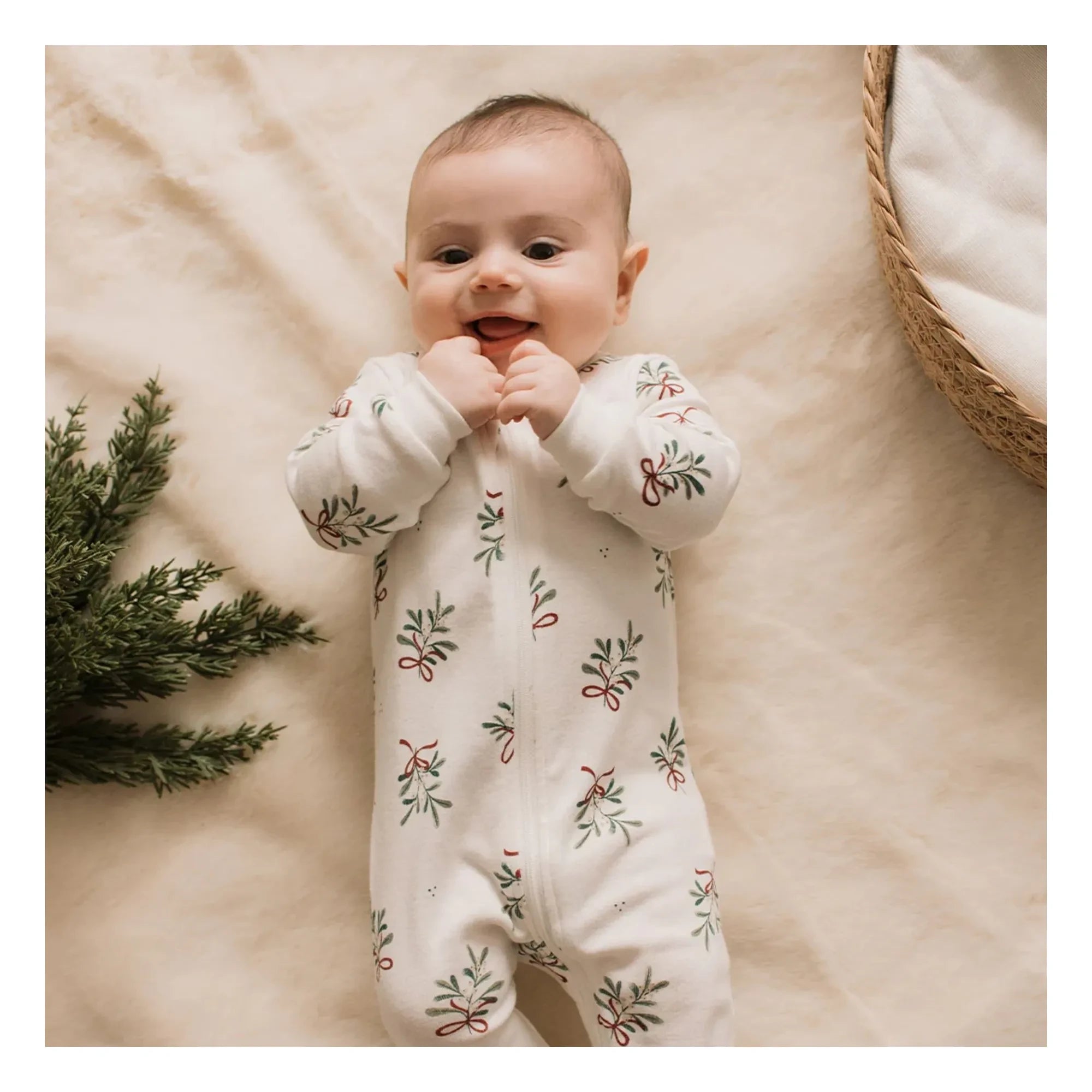 Petit Lem - Goosefoot Footed Organic Cotton Pajamas | White