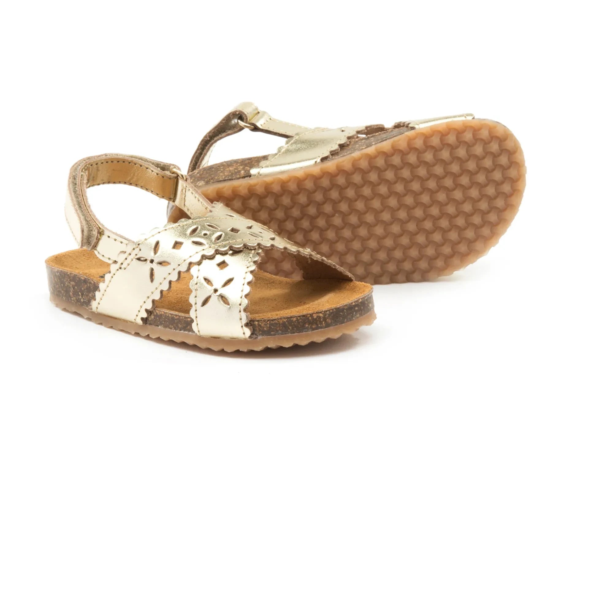 Pèpè - Two Con Me - Perforated Cross-Strap Sandals | Gold