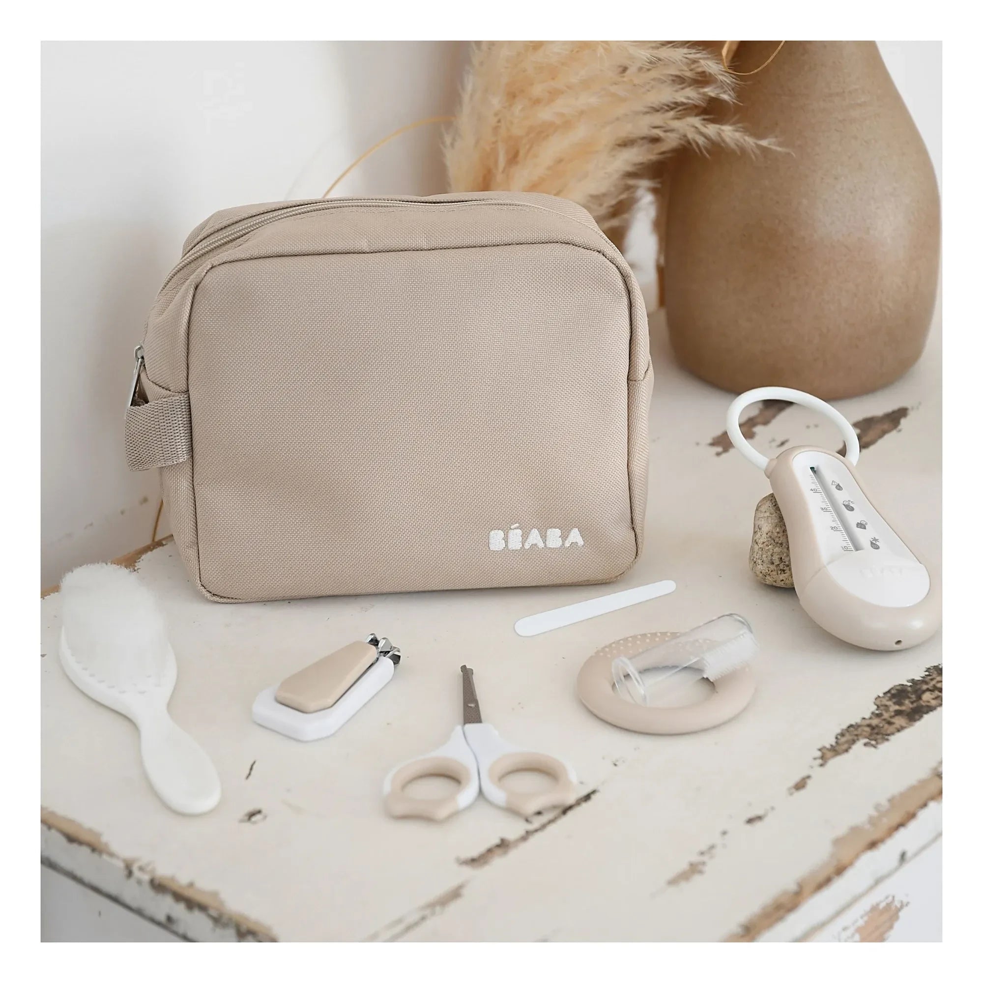 Béaba - 7-piece Toiletry Bag Set | Clay