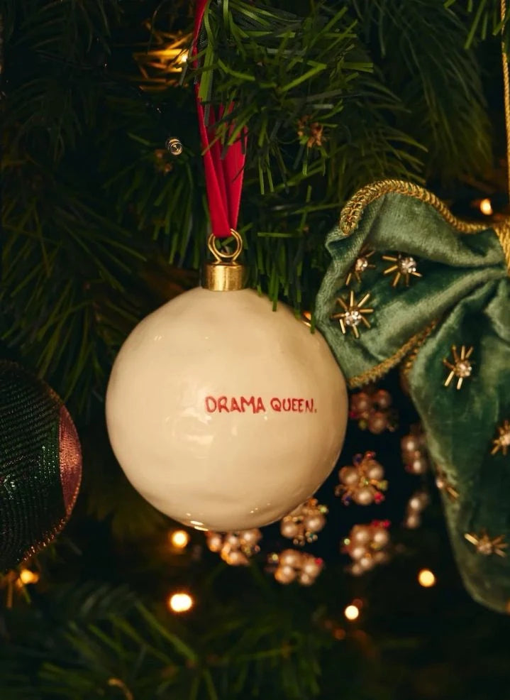 Anna + Nina - "Drama Queen" Christmas Ornament | White
