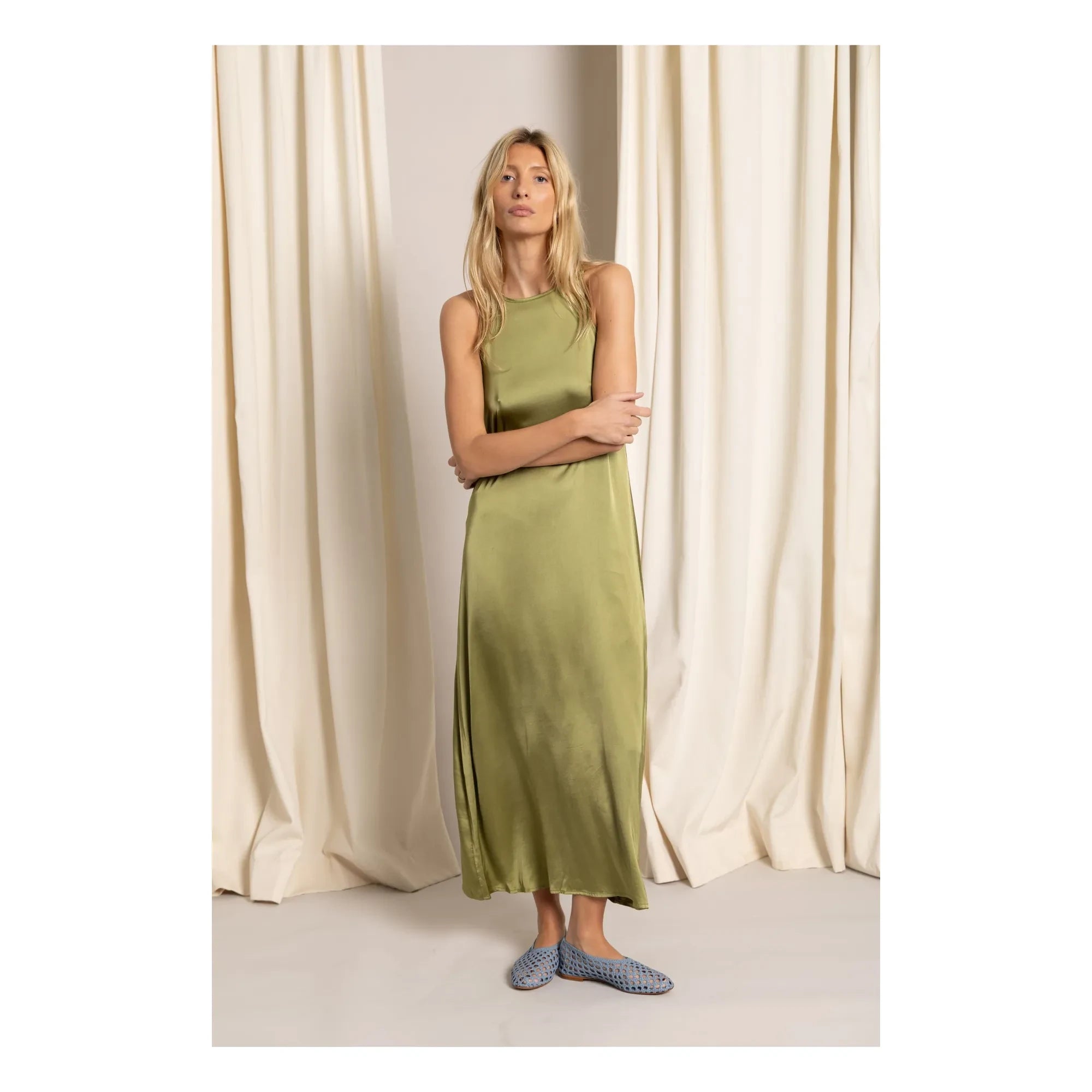 Smallable Woman - Zelie Satin Dress | Anise Green