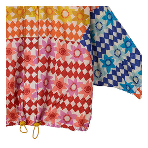 Fabula - Damier Fleurs Rüzgarlık | Turuncu
