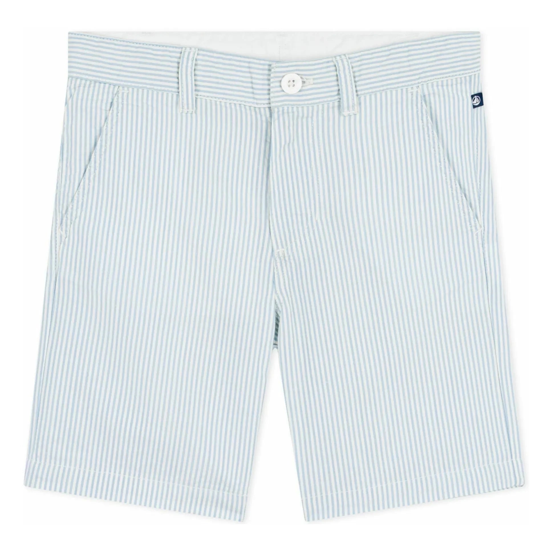Petit Bateau - Striped Bermuda Shorts Seersucker Organic Cotton | Light Blue